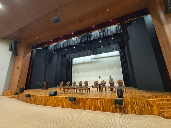 Auditorium with screen, view from the stage